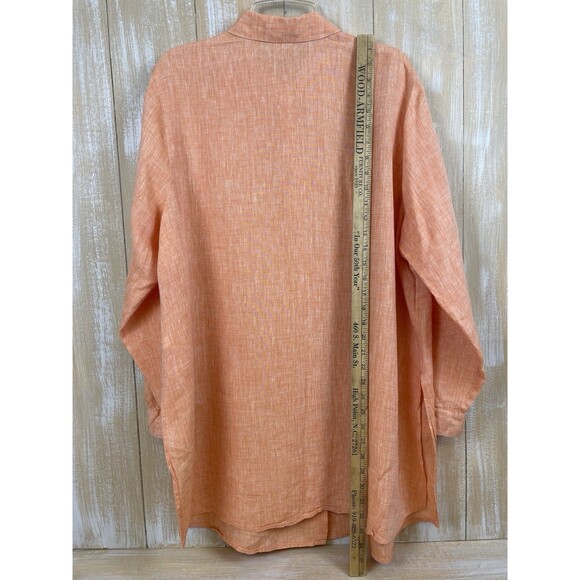 J Jill Love Linen Women’s Size 2x Peach Button Shirt Collared Long Sleeve - Picture 5 of 9